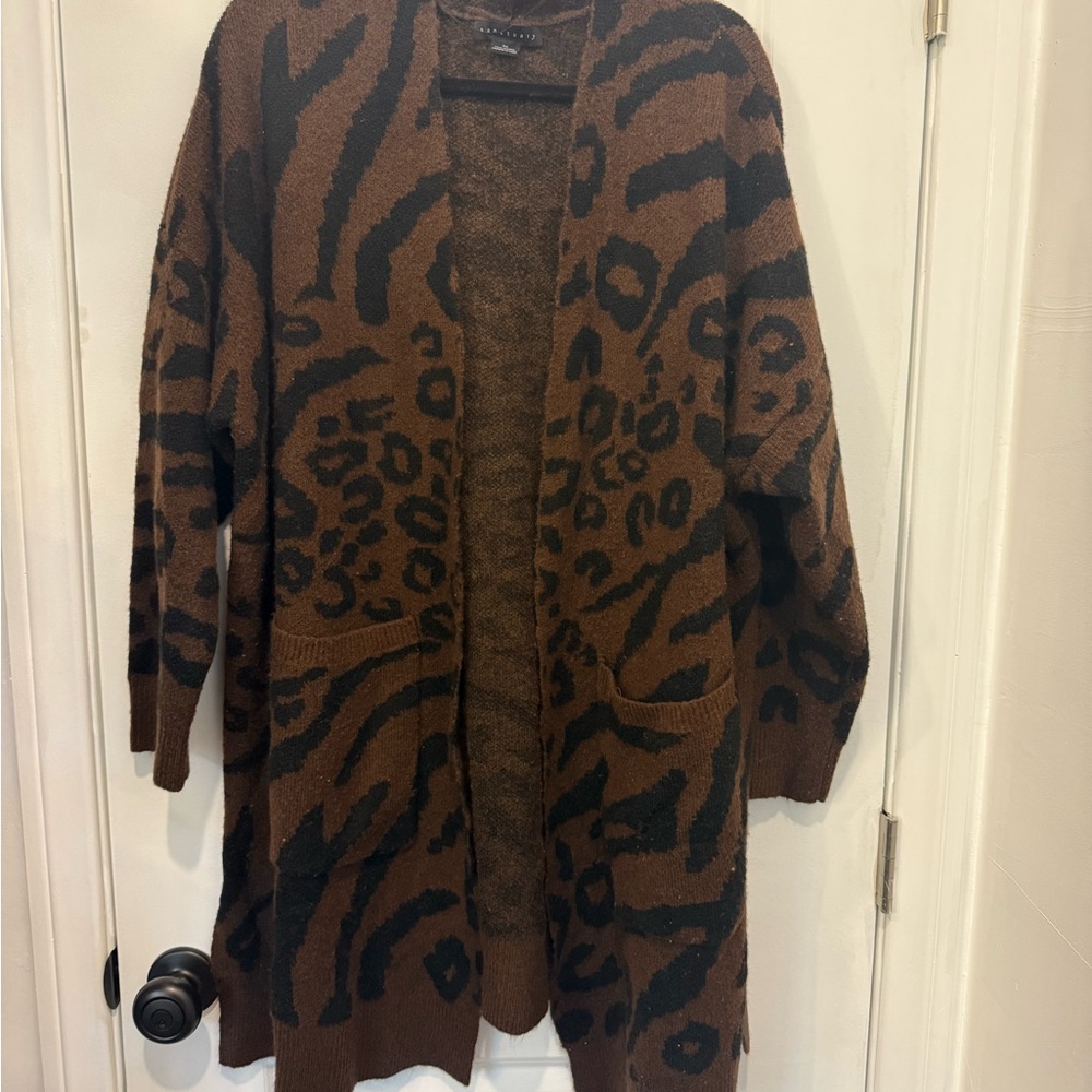 Sanctuary Brown and Black Animal Print Cardigan